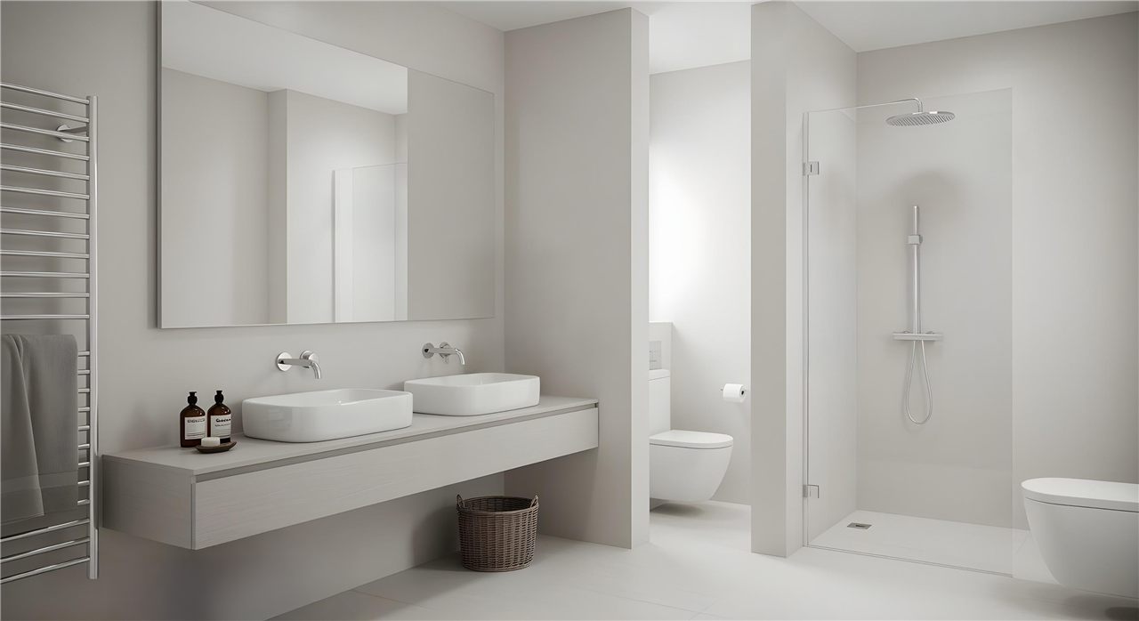 Baño moderno en blanco — E-Renova