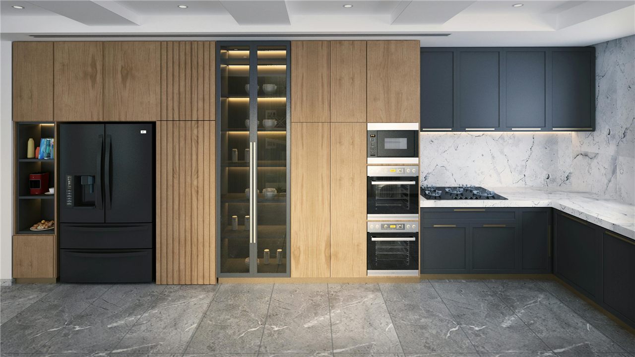 Reforma de cocina moderna en tono oscuro — E-Renova, reformas en Bergondo